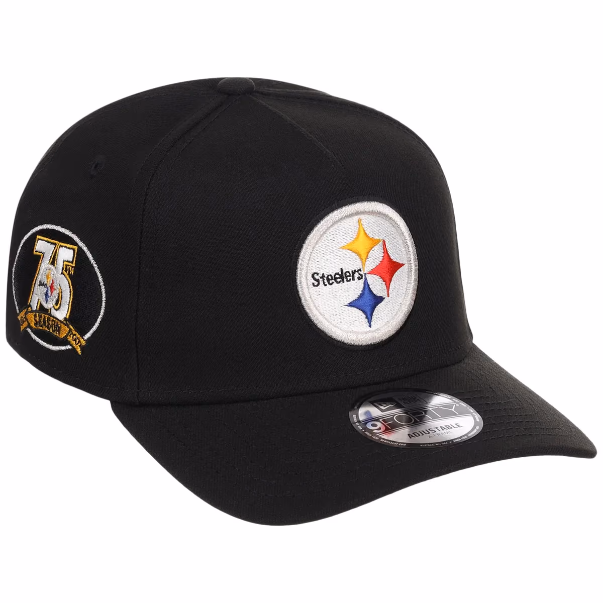 Pittsburgh Steelers NFL Black Dome New Era 9FORTY A-Frame front view