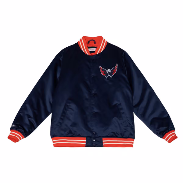 Washington Capitals Heavyweight Satin Mitchell & Ness NHL Jacket Navy view 1