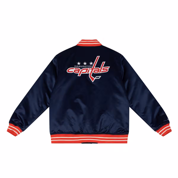 Washington Capitals Heavyweight Satin Mitchell & Ness NHL Jacket Navy view 2