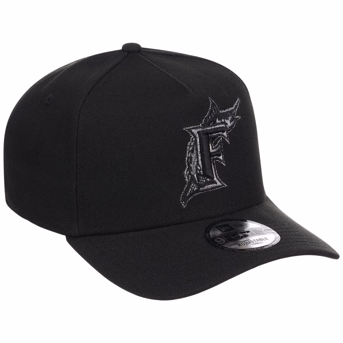 Miami Marlins MLB Black x Pewter FASHION CORE New Era 9FORTY A-Frame front view