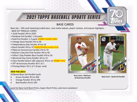 2021 Topps Update Series Baseball Hobby Box MLB view 3