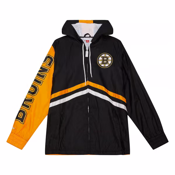Boston Bruins Undeniable Mitchell & Ness NHL Windbreaker Jacket view 1