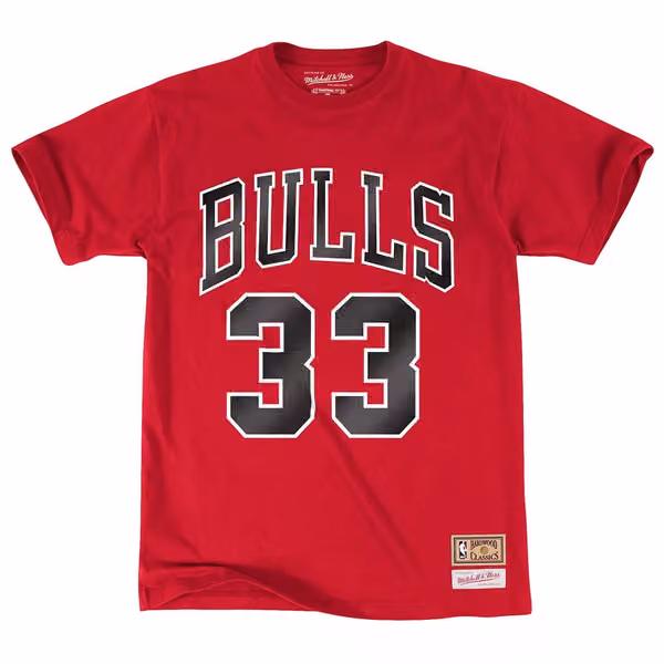 Scottie Pippen #33 Chicago Bulls Name & Number NBA Tee Red view 1