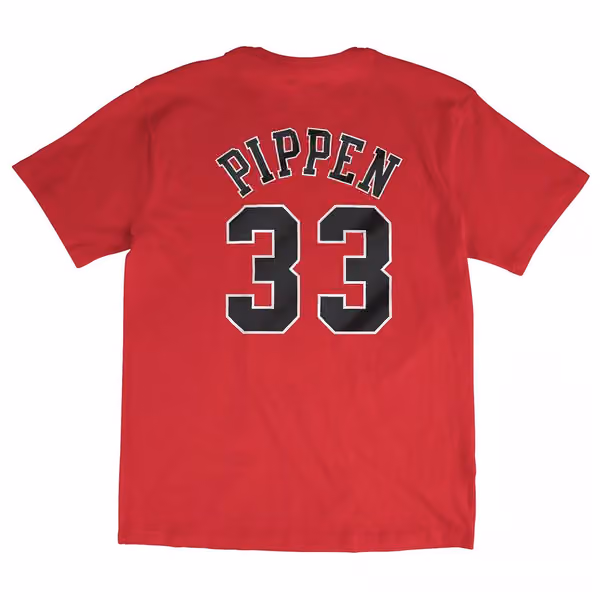 Scottie Pippen #33 Chicago Bulls Name & Number NBA Tee Red view 2