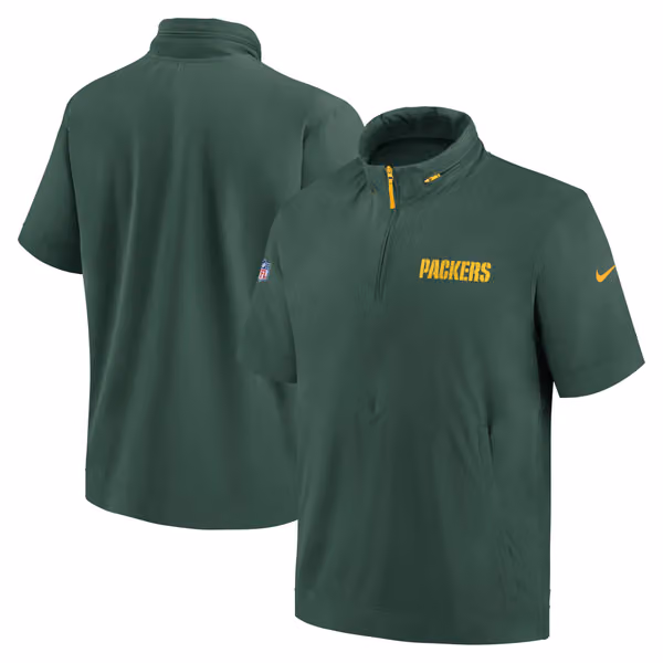Green Bay Packers 2024 NFL Sideline Nike Lightweight Coach Jacket Green view 1