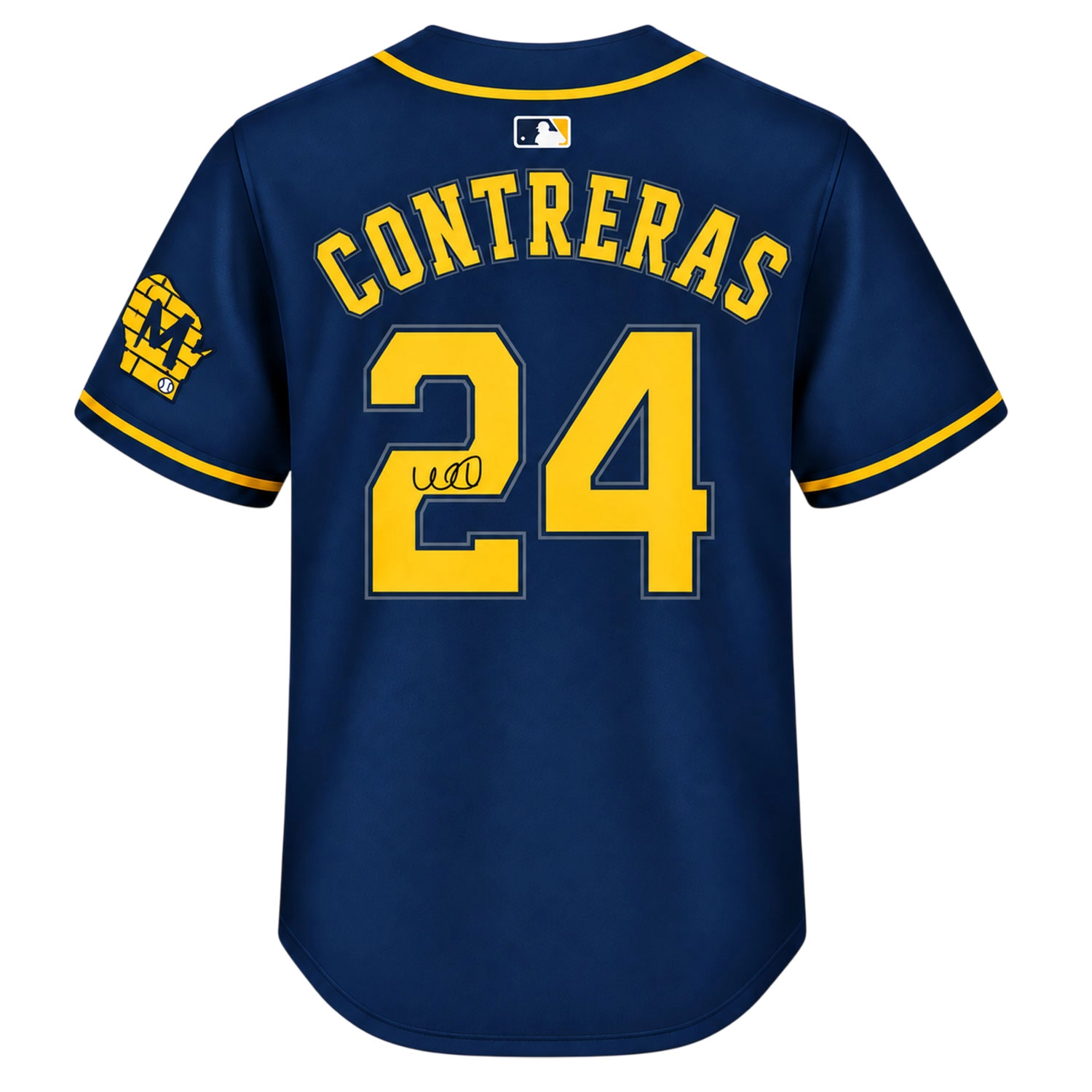 William Contreras Brewers Navy Jersey Dynamic Signature