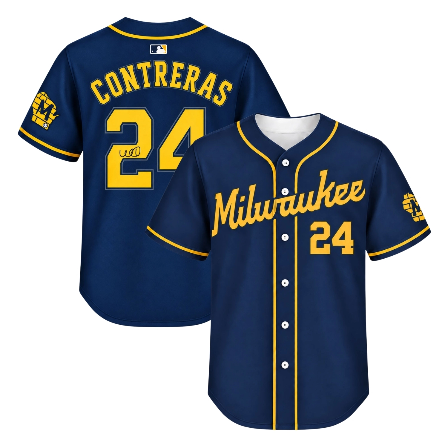 William Contreras Brewers Navy Jersey Dynamic Signature