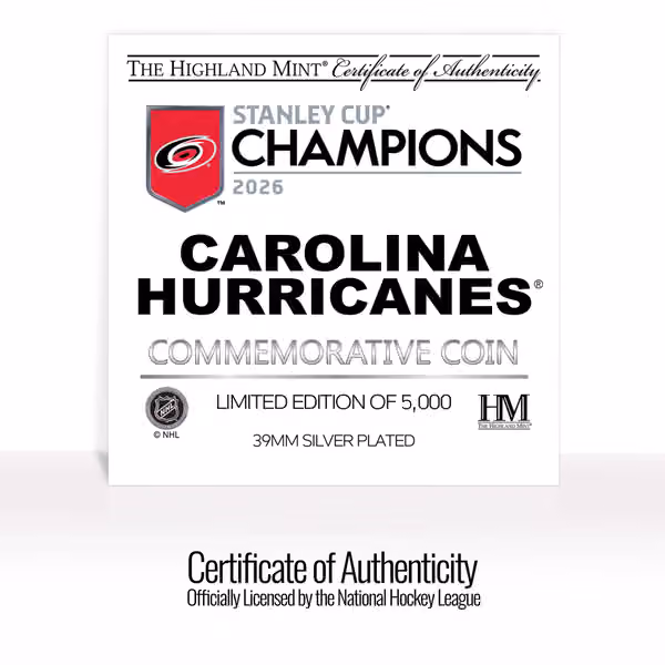 Carolina Hurricanes 2026 Stanley Cup Champions Silver Commemorative Coin view 4
