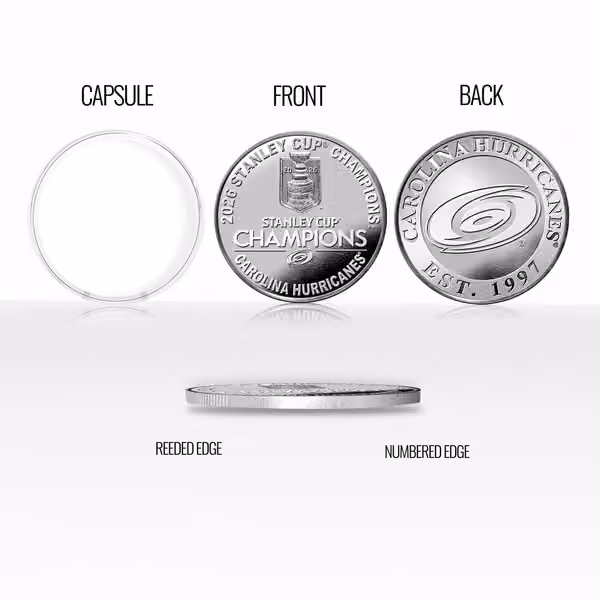 Carolina Hurricanes 2026 Stanley Cup Champions Silver Commemorative Coin view 3