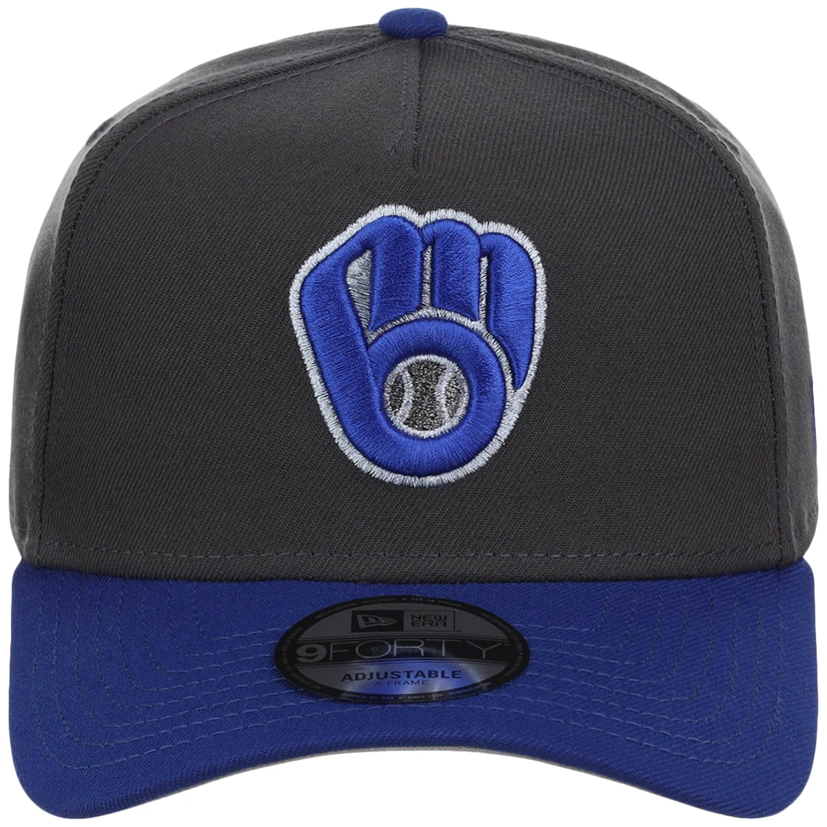 Milwaukee Brewers MLB Graphite x Royal FASHION CORE New Era 9FORTY A-Frame detail view