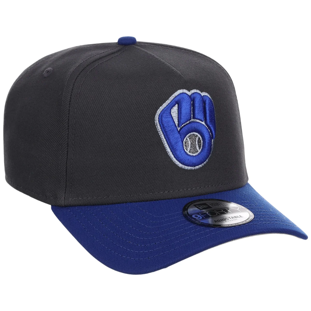 Milwaukee Brewers MLB Graphite x Royal FASHION CORE New Era 9FORTY A-Frame front view