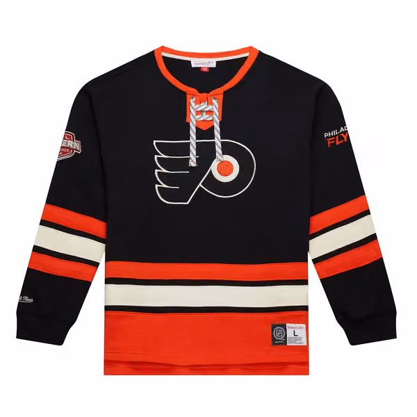 Philadelphia Flyers Mitchell & Ness Heritage NHL Lace-Up Jersey Crew view 1