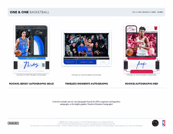 2021/22 Panini One and One Basketball NBA Hobby Box view 3