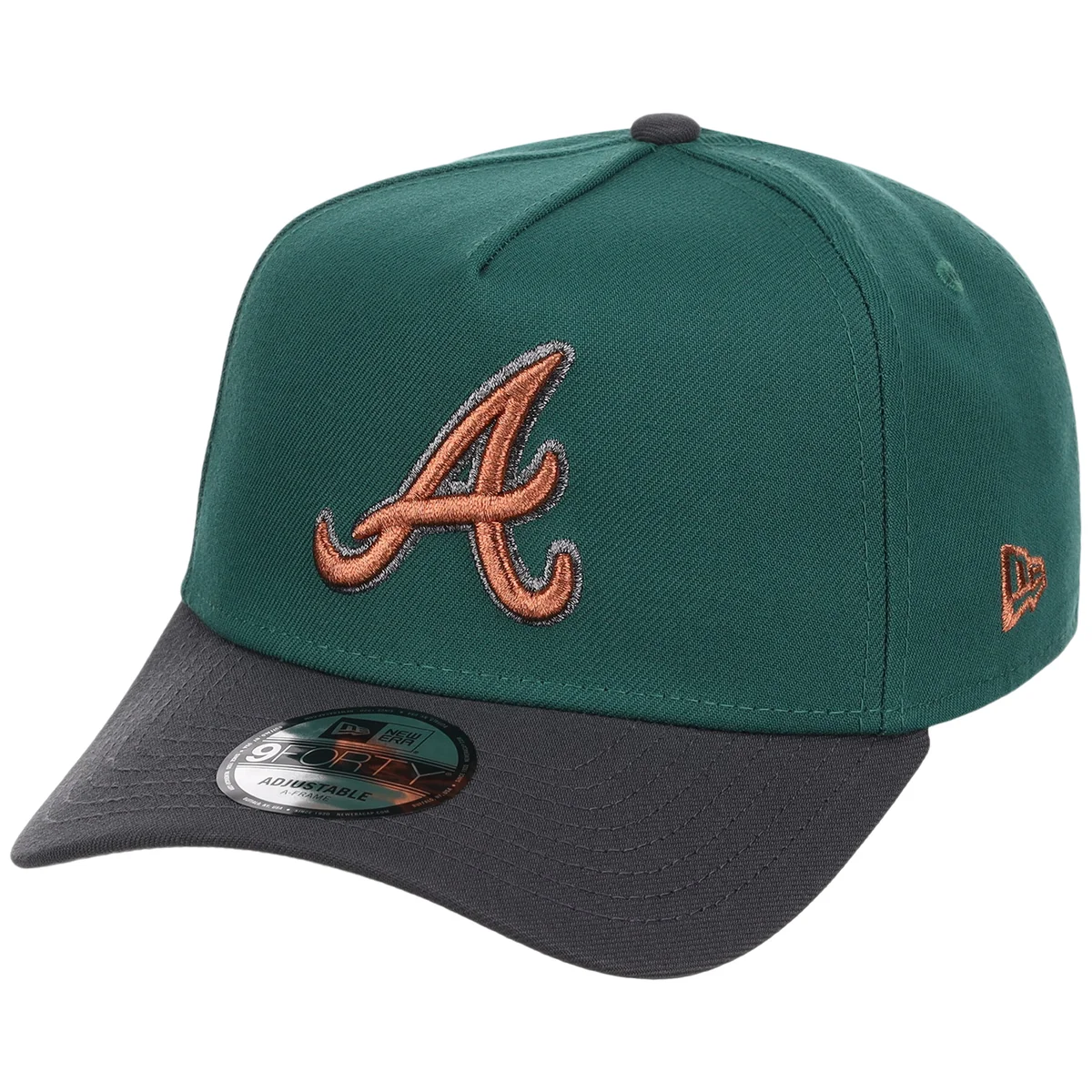 Atlanta Braves MLB Emerald Graphite New Era 9FORTY detail view