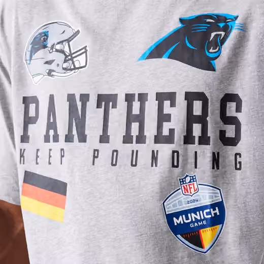 2024 NFL Munich Game Carolina Panthers Collegiate T-Shirt Gray view 3
