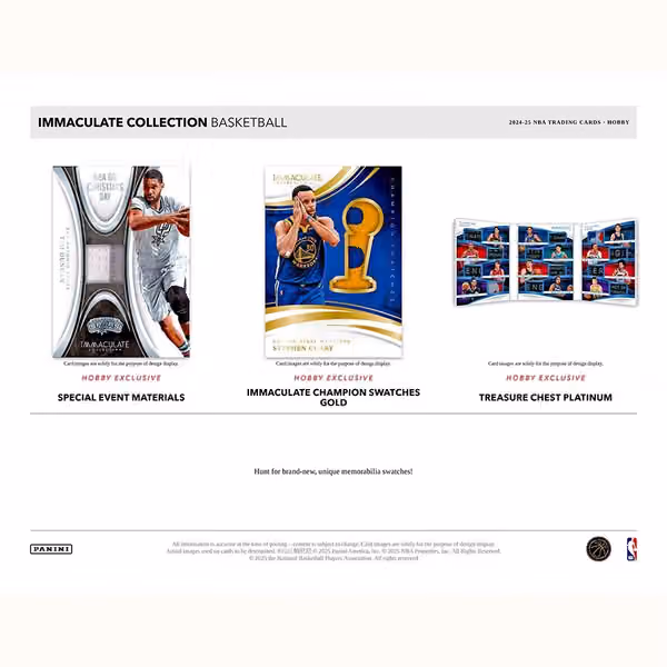 2024/25 Panini Immaculate Basketball NBA Hobby Box view 3