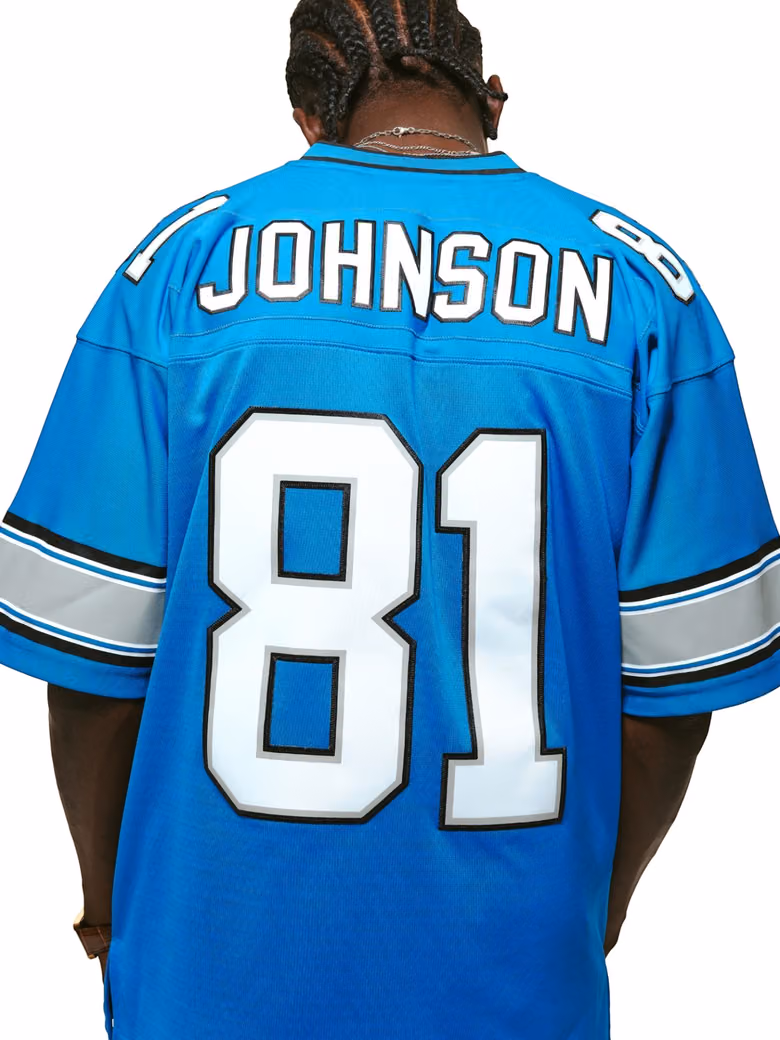 Calvin Johnson #81 Detroit Lions 2007 Legacy Throwback NFL Jersey Blue view 8