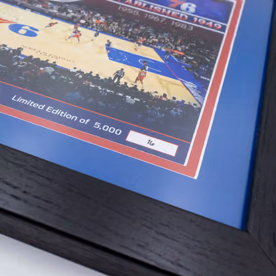 Philadelphia 76ers 3-Time NBA Champions Bronze Coin Framed Photo view 3