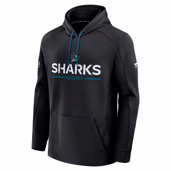 San Jose Sharks 2025/26 Authentic Pro Rink Tech NHL Hoodie Black view 1