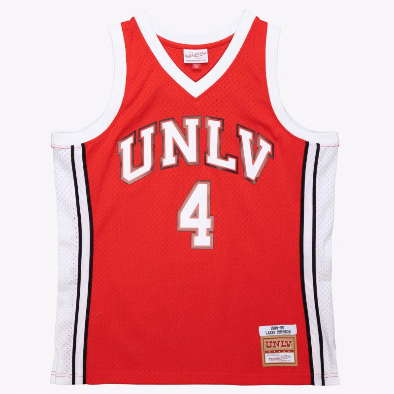 Larry Johnson #4 UNLV Rebels 1989-90 Mitchell & Ness Swingman NCAA Jersey Red view 1