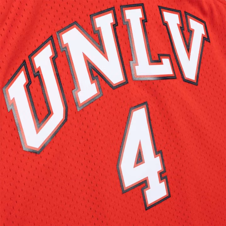 Larry Johnson #4 UNLV Rebels 1989-90 Mitchell & Ness Swingman NCAA Jersey Red view 4
