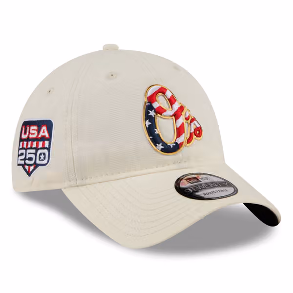 Baltimore Orioles 4th of July USA 250 9TWENTY Adjustable Cap Cream product photo