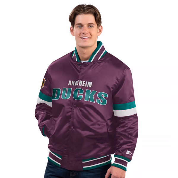 Anaheim Ducks Starter Vintage Diveplay NHL Varsity Jacket view 2