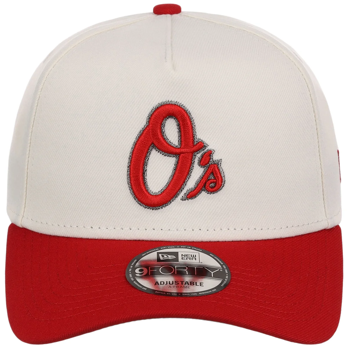 Baltimore Orioles MLB Chrome x Red FASHION CORE New Era 9FORTY A-Frame detail view
