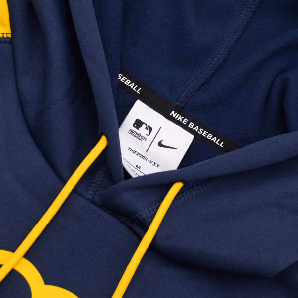 Milwaukee Brewers 2025 MLB Authentic Performance Therma Hoodie Navy view 4