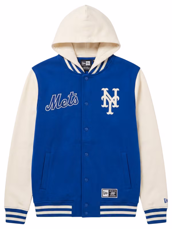 New York Mets Letterman Hooded MLB Jacket Blue view 1