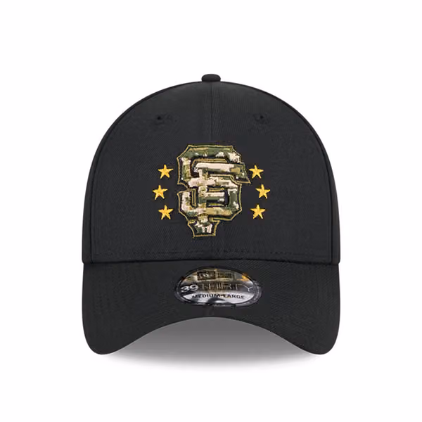 San Francisco Giants 2024 MLB Armed Forces New Era 39THIRTY Flex Cap Black view 3