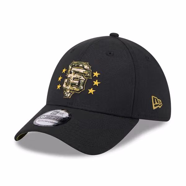 San Francisco Giants 2024 MLB Armed Forces New Era 39THIRTY Flex Cap Black view 4