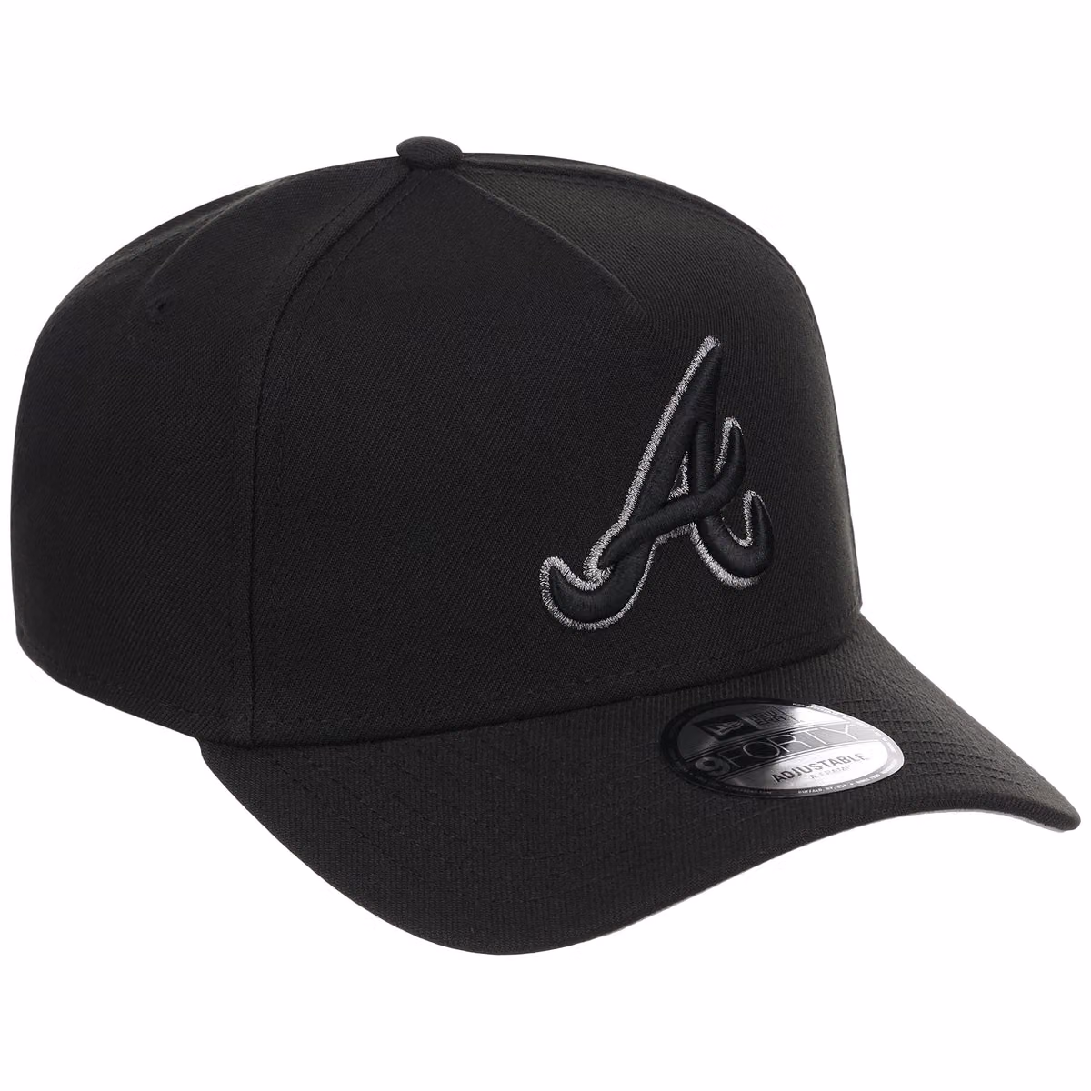 Atlanta Braves MLB Black x Pewter FASHION CORE New Era 9FORTY A-Frame front view