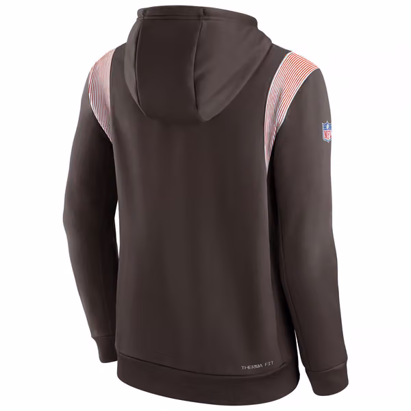 Cleveland Browns 2022 NFL On-Field Sideline Nike Therma-FIT Hoodie Brown view 2