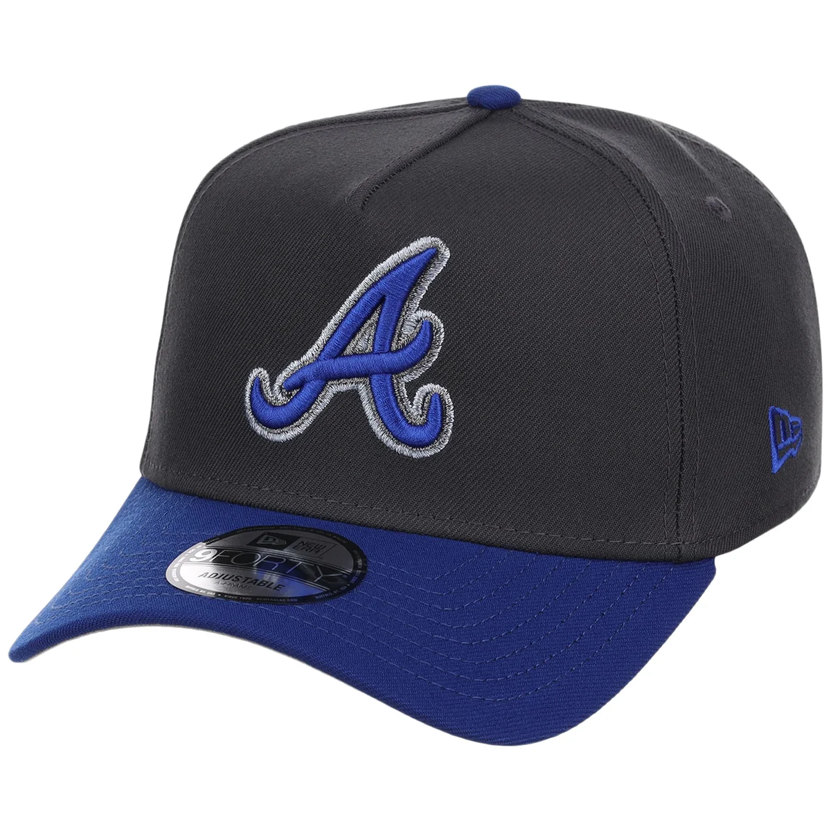 Atlanta Braves MLB Graphite x Royal FASHION CORE New Era 9FORTY A-Frame detail view