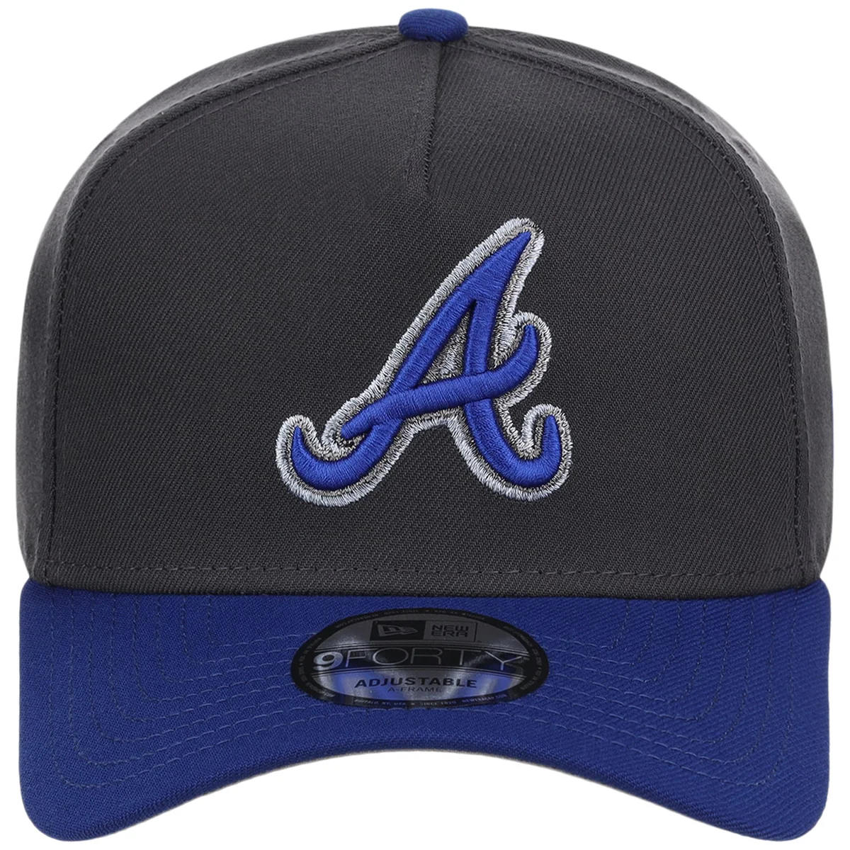 Atlanta Braves MLB Graphite x Royal FASHION CORE New Era 9FORTY A-Frame detail view