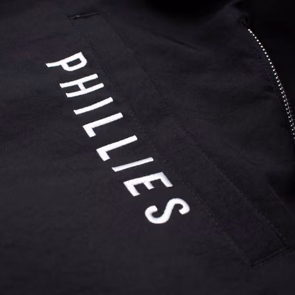 Philadelphia Phillies 2026 MLB Authentic Dugout Bomber Jacket Black view 5