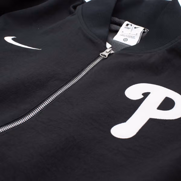 Philadelphia Phillies 2026 MLB Authentic Dugout Bomber Jacket Black view 4