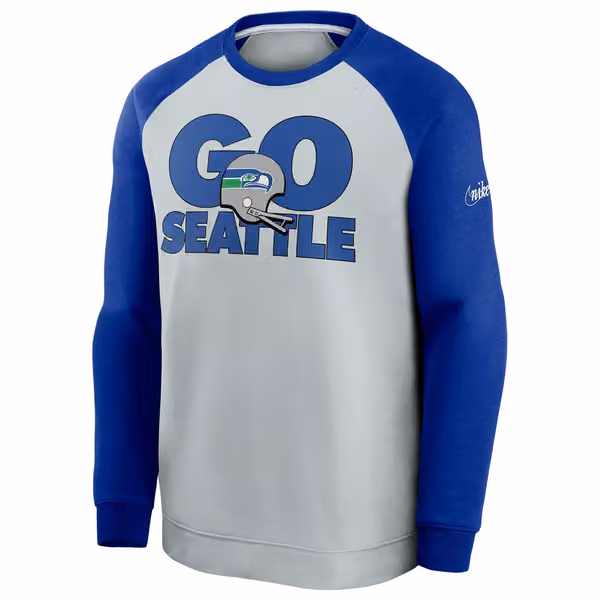 Seattle Seahawks GO SEATTLE Nike Throwback NFL Crewneck Pullover view 1