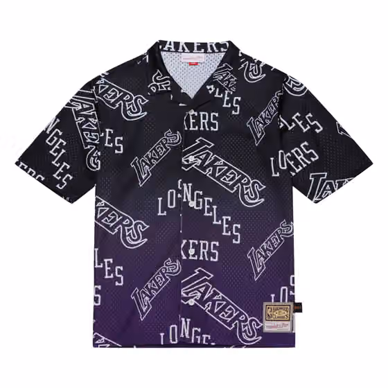 Los Angeles Lakers Mitchell & Ness Destination Leisure Button Up NBA Shirt view 1