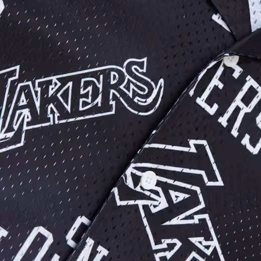 Los Angeles Lakers Mitchell & Ness Destination Leisure Button Up NBA Shirt view 5