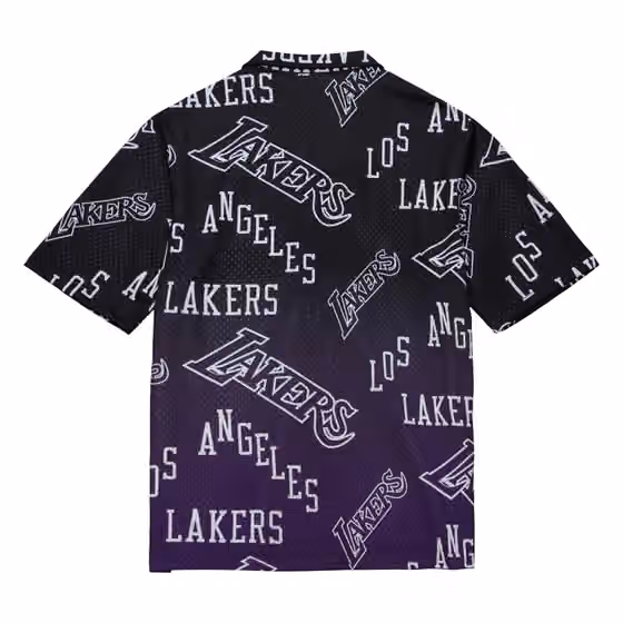 Los Angeles Lakers Mitchell & Ness Destination Leisure Button Up NBA Shirt view 2