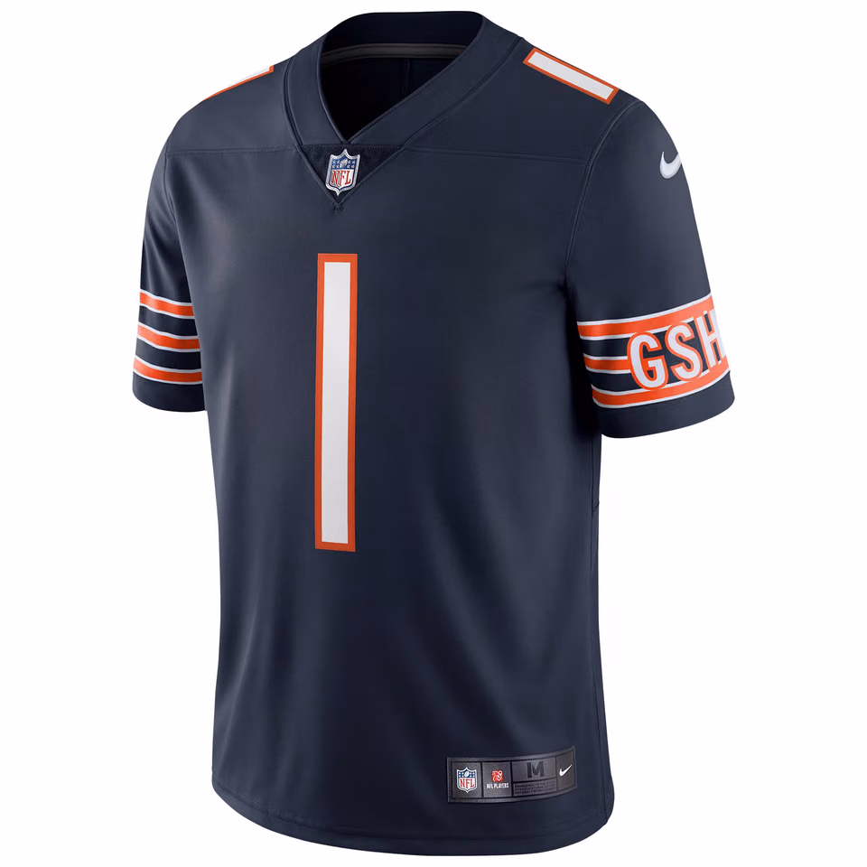 Justin Fields #1 Chicago Bears Nike Vapor Limited NFL Jersey Navy view 2