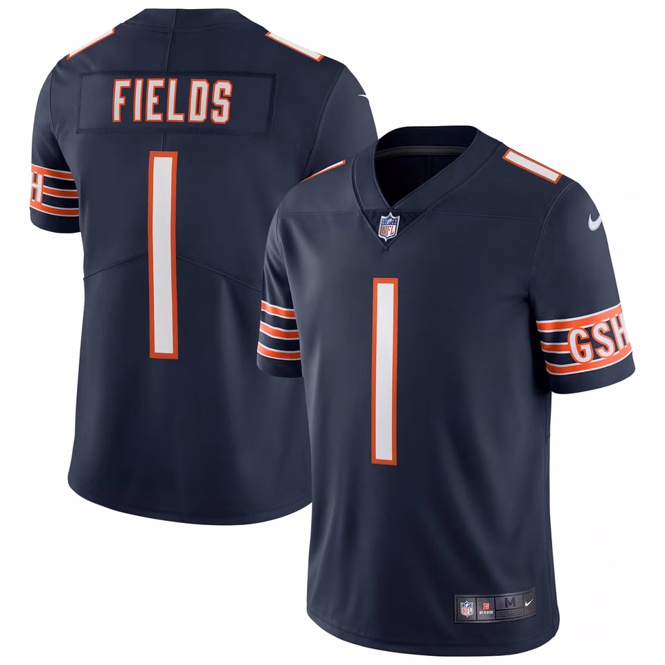 Justin Fields #1 Chicago Bears Nike Vapor Limited NFL Jersey Navy view 1
