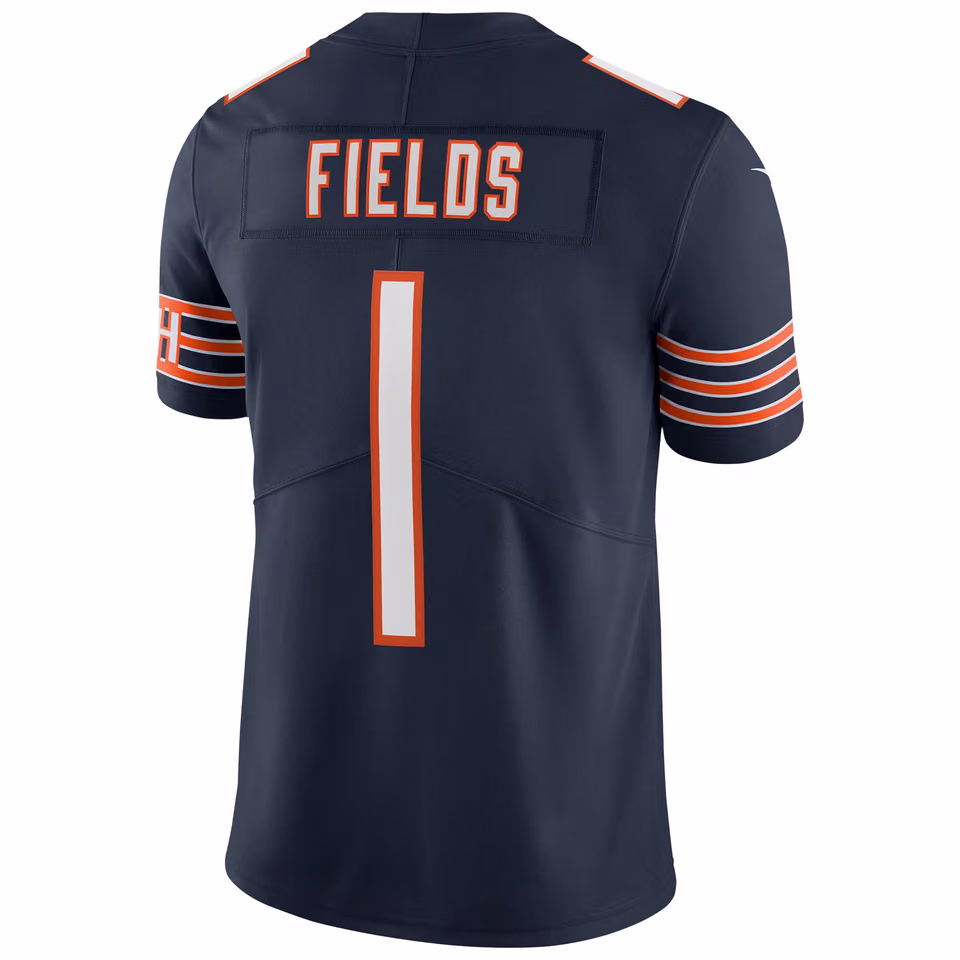 Justin Fields #1 Chicago Bears Nike Vapor Limited NFL Jersey Navy view 3