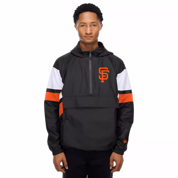 San Francisco Giants MLB Quarter Zip Windbreaker Jacket Black view 1