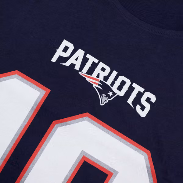 Mac Jones #10 New England Patriots Iconic Player NFL T-Shirt Navy view 5