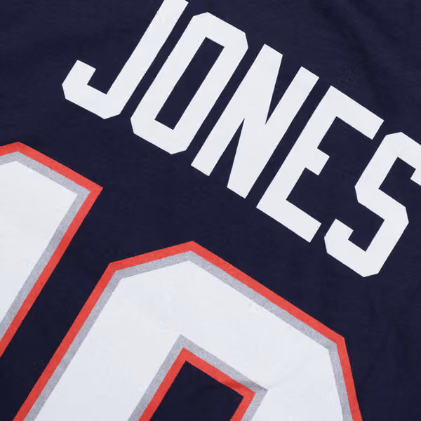 Mac Jones #10 New England Patriots Iconic Player NFL T-Shirt Navy view 4