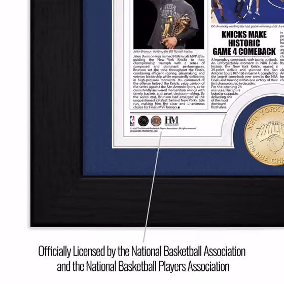 New York Knicks 2026 NBA Champions Bronze Coin Framed Newspaper Photo view 3