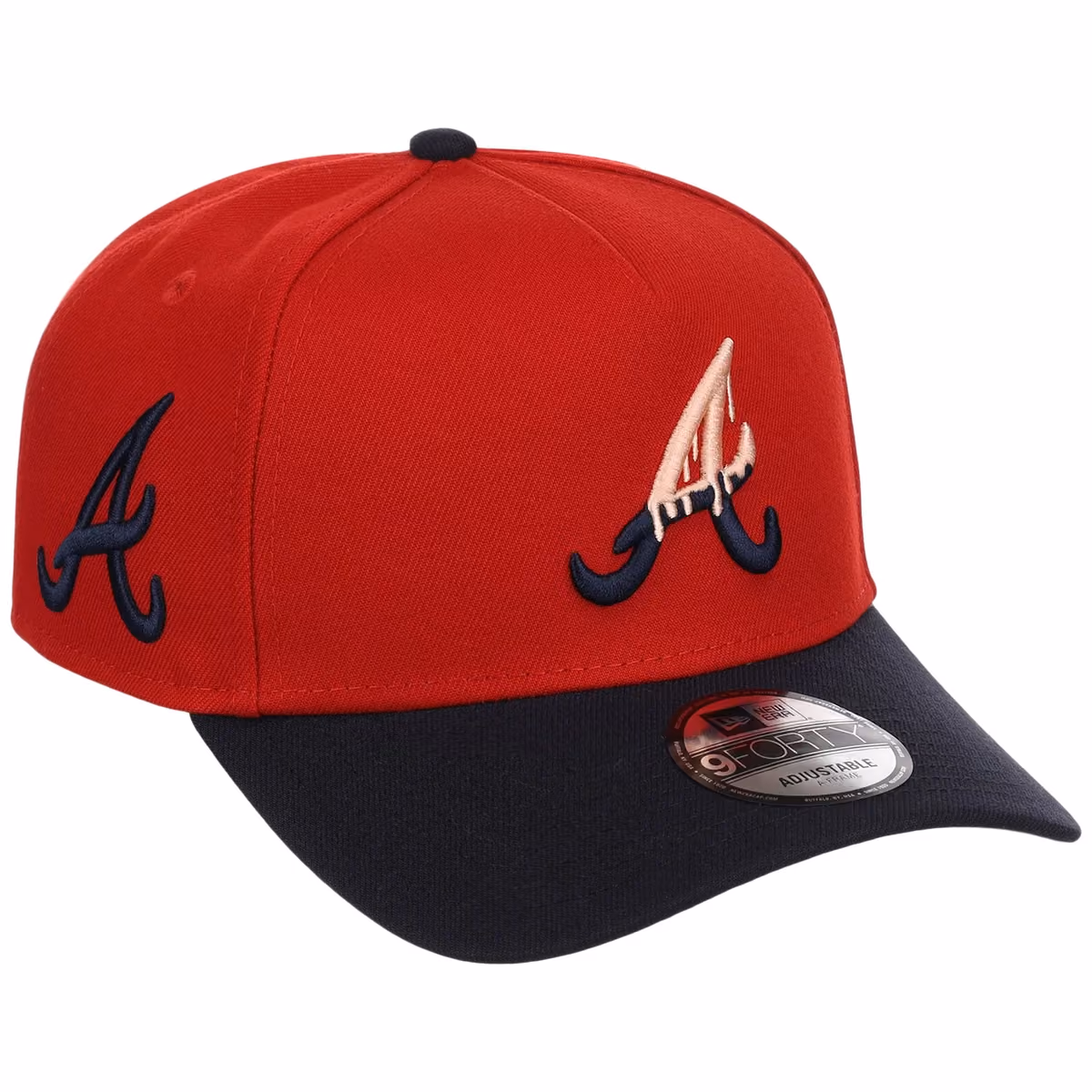 Atlanta Braves Peach Drip Atlanta Crown the City New Era 9FORTY front view